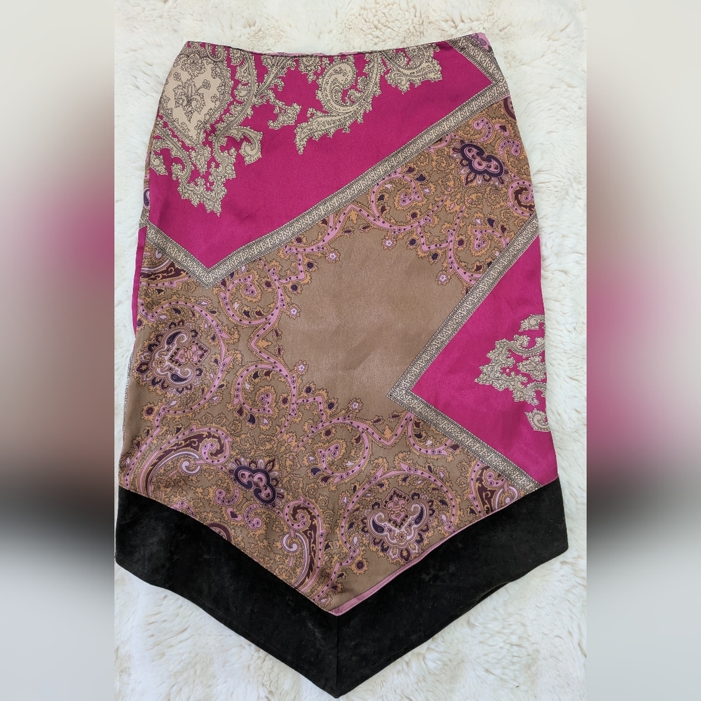 90s Patchwork Handkerchief Velvet Skirt